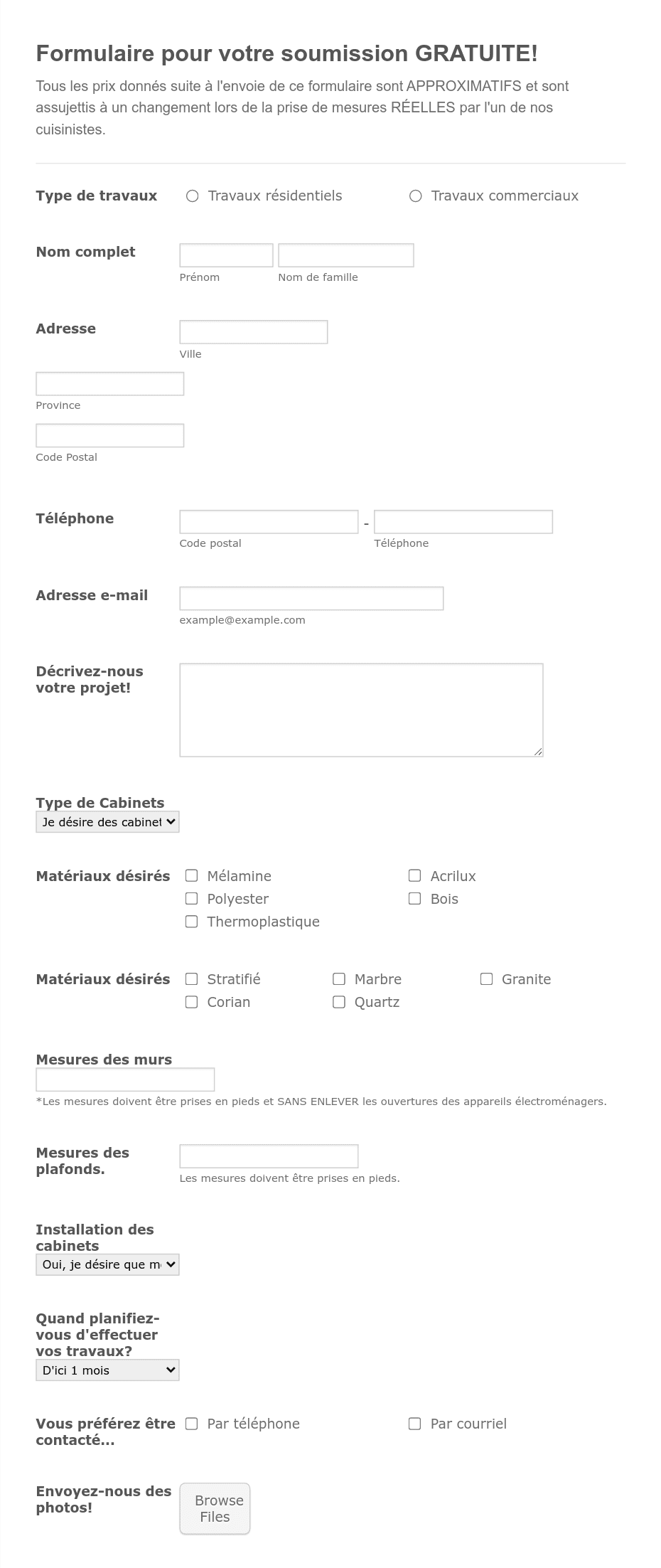 obtenez un devis gratuit et personnalisé pour la création ou la rénovation de votre cuisine. comparez les prix et trouvez des professionnels qualifiés près de chez vous.